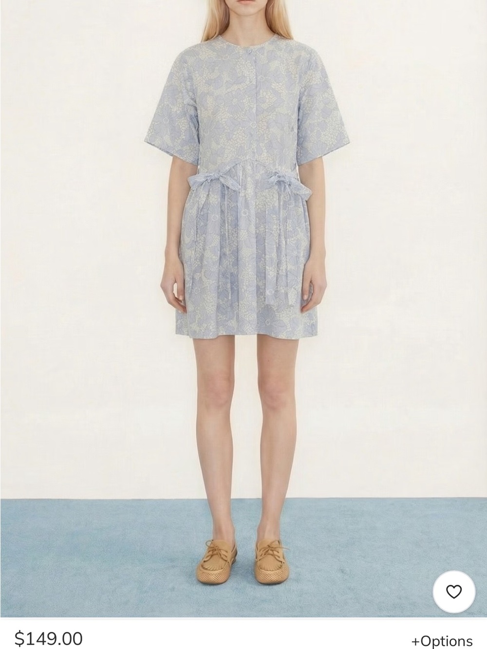 Light Blue Floral Short Dress